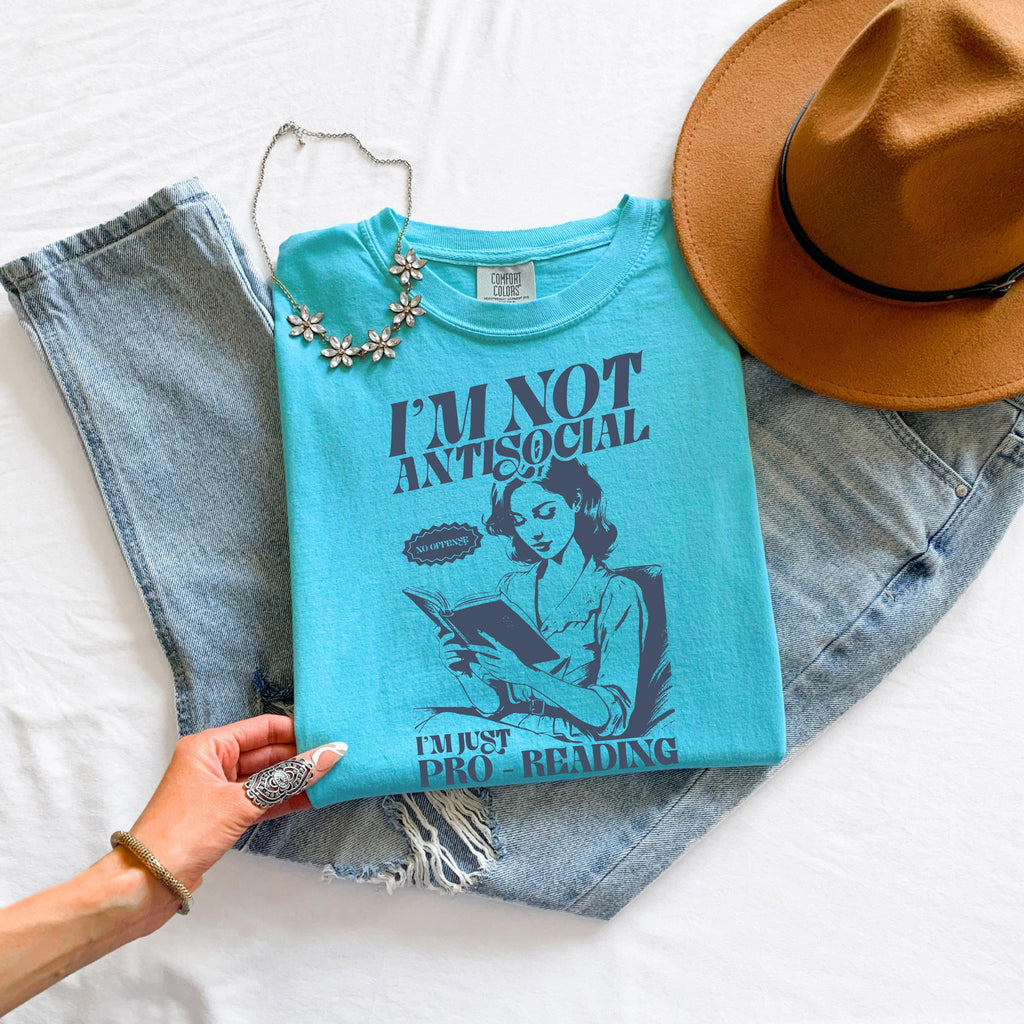 I'm Not Antisocial I'm Just Pro Reading Shirt, Funny Book Lover Shirt, Reading Shirt, Comfort Colors Tee, Bookworm Shirt