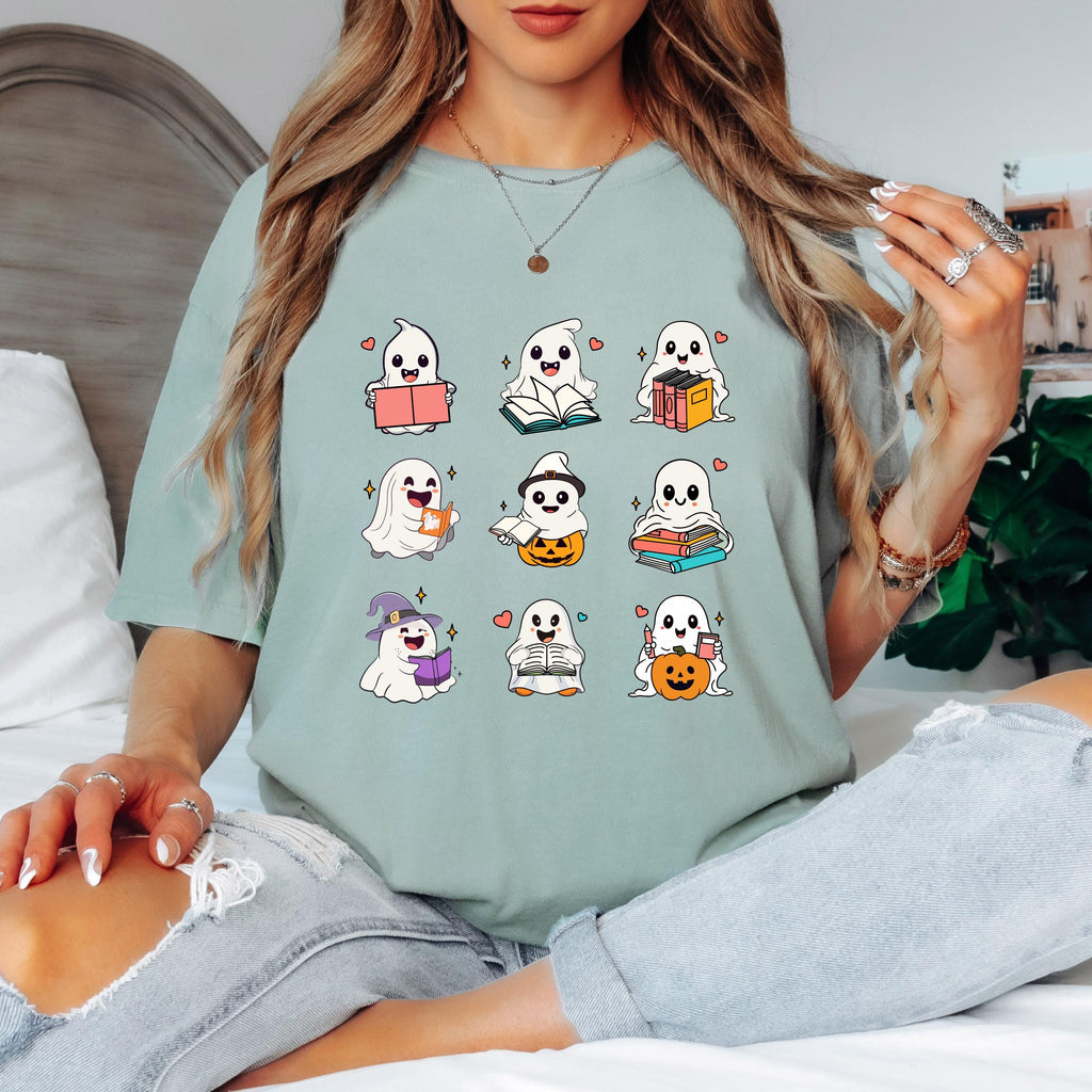 Ghost Reading Shirt, Book Lover Halloween Shirt, Cute Ghost Book Tee, Spooky Reader Shirt, Reading Ghosts Tee, Bookish Fall Shirt