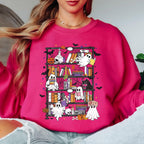 Ghost Bookshelf Sweatshirt, Halloween Book Lover Sweatshirt, Spooky Library Crewneck, Cute Reading Ghost Sweatshirt, Bookish Fall Pullover