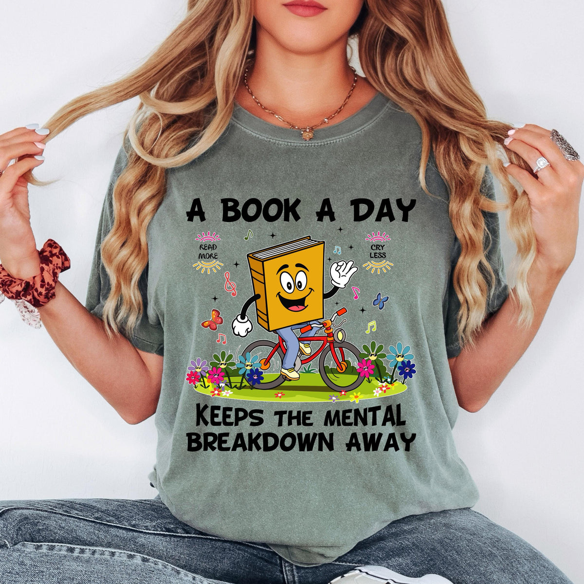 A Book a Day Keeps the Mental Breakdown Away Shirt, Funny Book Lover Shirt, Reading Tee, Comfort Colors Tee