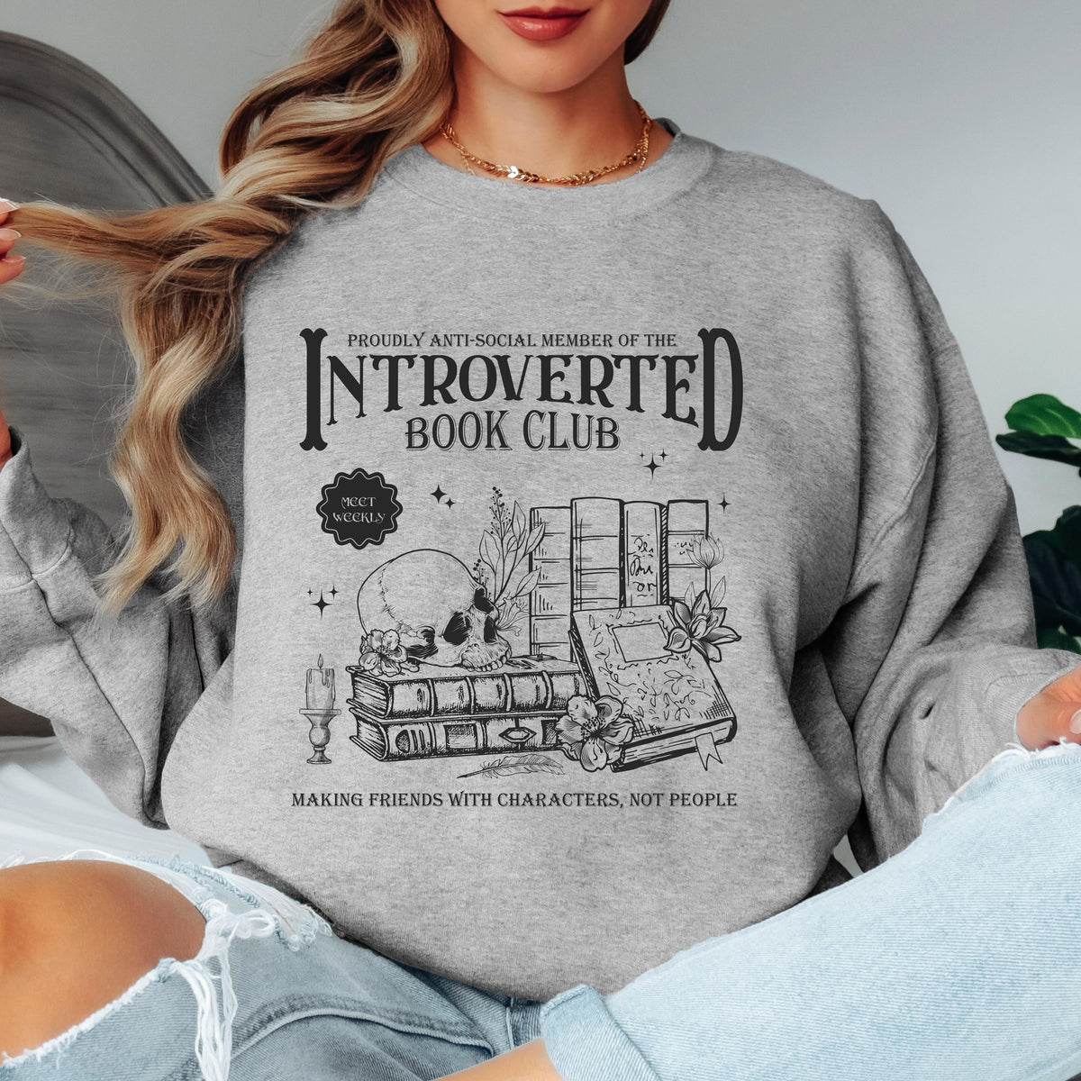 Introverted Book Club Sweatshirt, Book Lover Sweatshirt, Reading Sweatshirt, Introvert Reader Gift