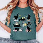 Black Cat Book Lover Shirt, Reading Cat Shirt, Cute Bookworm Tee, Cat Lover Graphic Shirt, Comfort Colors Reader Shirt