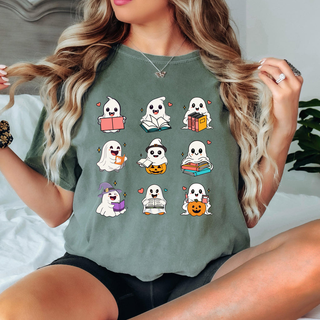 Ghost Reading Shirt, Book Lover Halloween Shirt, Cute Ghost Book Tee, Spooky Reader Shirt, Reading Ghosts Tee, Bookish Fall Shirt