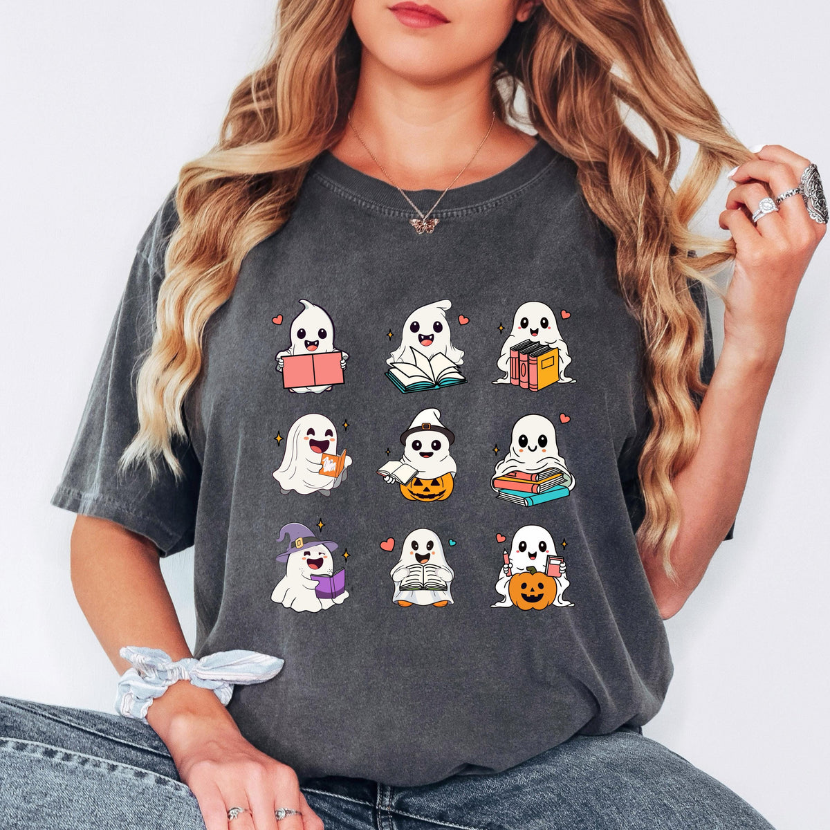 Ghost Reading Shirt, Book Lover Halloween Shirt, Cute Ghost Book Tee, Spooky Reader Shirt, Reading Ghosts Tee, Bookish Fall Shirt
