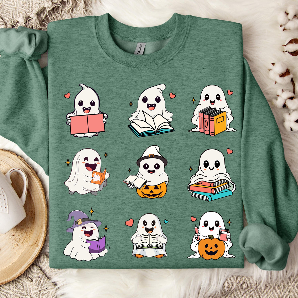 Ghost Reading Sweatshirt, Book Lover Halloween Sweatshirt, Cute Ghost Book Crewneck, Spooky Reader Sweatshirt, Bookish Fall Pullover