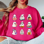 Ghost Reading Sweatshirt, Book Lover Halloween Sweatshirt, Cute Ghost Book Crewneck, Spooky Reader Sweatshirt, Bookish Fall Pullover