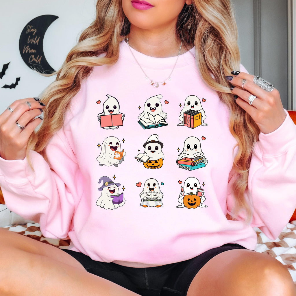 Ghost Reading Sweatshirt, Book Lover Halloween Sweatshirt, Cute Ghost Book Crewneck, Spooky Reader Sweatshirt, Bookish Fall Pullover
