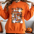 Ghost Bookshelf Sweatshirt, Halloween Book Lover Sweatshirt, Spooky Library Crewneck, Cute Reading Ghost Sweatshirt, Bookish Fall Pullover