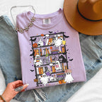 Ghost Bookshelf Shirt, Halloween Book Lover Shirt, Spooky Library Tee, Cute Reading Ghost Shirt, Bookish Halloween Tee, Fall Reader Shirt