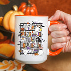Ghost Bookshelf Coffee Mug, Halloween Ghost Mug, Book Lover Coffee Cup, Spooky Books Mug, Ceramic Mug, 11 oz Mug, 15 oz Mug