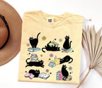 Black Cat Book Lover Shirt, Reading Cat Shirt, Cute Bookworm Tee, Cat Lover Graphic Shirt, Comfort Colors Reader Shirt