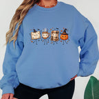Halloween Fall Book Lover Sweatshirt, Cozy Fall Reading Crewneck, Cute Pumpkin Book Coffee Sweatshirt, Spooky Season Reader
