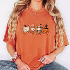 Halloween Fall Book Lover Shirt, Cozy Fall Reading T-Shirt, Cute Pumpkin Book Coffee Graphic Tee, Spooky Season Reader Shirt